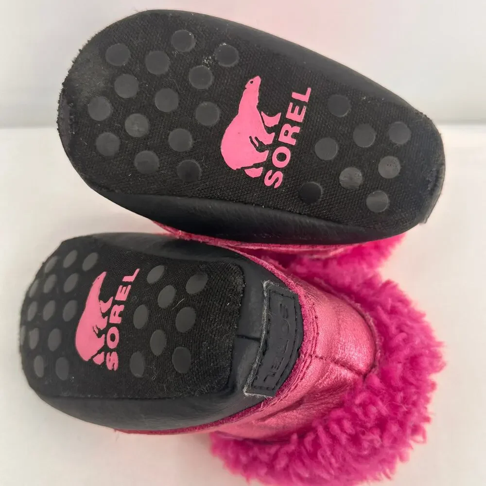 Sorel Baby Girls Insulated Pink/Black Boots Size 3